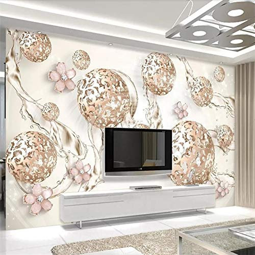 Custom Large Wallpapers Champagne Gold Ball Dynamic Watermark Cherry Jewelry 3D Wallpaper,450cm(W) x 300cm(H)