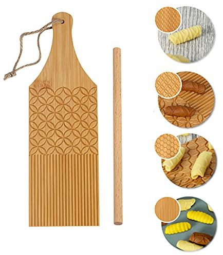 Combo Gnocchi Pasta Board Garganelli Board und Gnocchi Stripper Spaghetti Macaroni Pasta Board Bambus Rolling Cavatelli Pasta Maker Pasta Board Gnocchi Roller Küche Geschenkideen