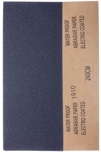 YoiYee Lot de 10 feuilles de papier abrasif à grain 240, 23 x 9,5 cm, très fines pour bois, métal, plastique, verre, pierre et mur