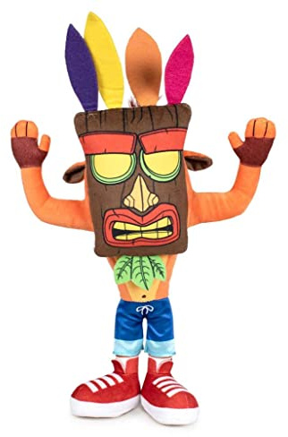 crash bandicoot Play by Play - Peluche in peluche con maschera aku aku Original Activision Videogame, 32 cm
