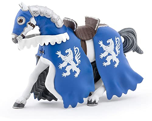 Papo - Tierfigur - Pferd des Löwenritters mit der Lanze, Fantastische mittelalterliche Abenteuer, Kinderspielzeug ab 3 Jahren - Handgemalte Helden und Legenden