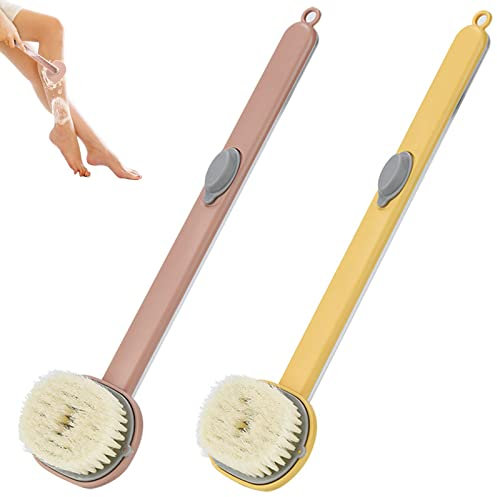 Newatoms Brosse nettoyage massage bain à long manche, épurateur dos, brosse nettoyage massage bain à long manche Home Essential, brosse bain exfoliante, manche allongé (2 pièces A)