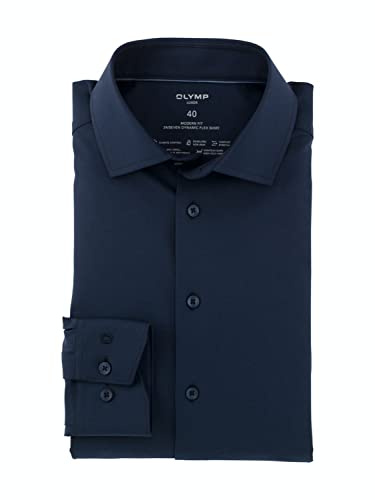 OLYMP Luxor 24/Seven modern fit Hemd Langarm Twill Navy