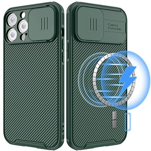 Hitaoyou iPhone 13 Pro Max Case Magsafe, iPhone 13 Pro Max Camera Protection Case [Support Magsafe Charger] with Slide Lens Cover,Slim Magnetic Case for iPhone 13 Pro Max 6.7 Green