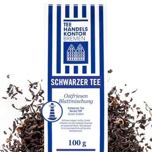 Hochwertiger Schwarzer Tee lose Ostfriesen Blattmischung 100 g kräftig | Dunkel ziehender Blatt-Tee, Prägnante Würze, Sehr ergiebig im Aufguss, Ideal für ostfriesische Teekultur
