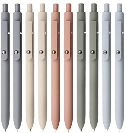 UIXJODO Gelstifte, 10 Stück kugelschreiber 0.5 mm schwarze Tinte, feine Spitze, glatte Schreibstifte, einziehbare Stifte für Tagebuch, Notizen, niedliches Büro, Schule, Geschenke (10 Stück Morandi)