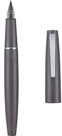 erofa Jinhao 80 Füllfederhalter aus gebürsteter Kohlefaser, feine Feder, Grau mit silbernem Clip, Schreibstift