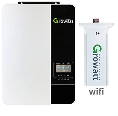Growatt SPF 5000 W Solar Hybrid Wechselrichter – 48V DC bis 230V AC mit WiFi-Fernüberwachung, 100A MPPT-Solarladeregler und unterstützt 6 parallel geschaltete Wechselrichter