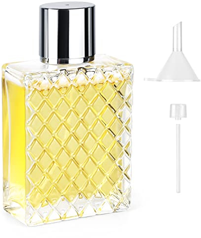 Ysimple Flacon Parfum Vide 100ml, Vaporisateur Parfum Rechargeable avec Entonnoirs, Bouteille Vide, Atomiseur Carré, Flacon Vaporisateur en Verre pour Voyages