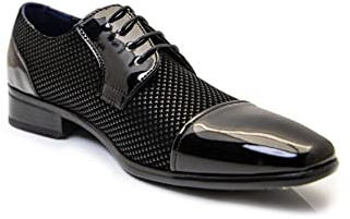 Men’s Two Tone Patent Leather Lined Shiny Formal Derby Dress Lace Up Shoes