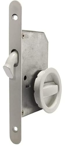 bricoleva.it Kit Serratura Porta Scorrevole Rosetta Tonda Con Nottolino, Maniglia con Serratura per Porta Scorrevole (Bianco)