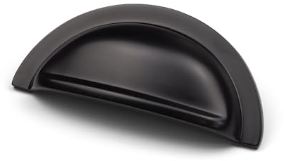 Matt Black Kitchen Cup Handle Half Moon Cupboard Door Drawer Dresser Furniture Pull 76mm Centres Upcycle Replace DIY