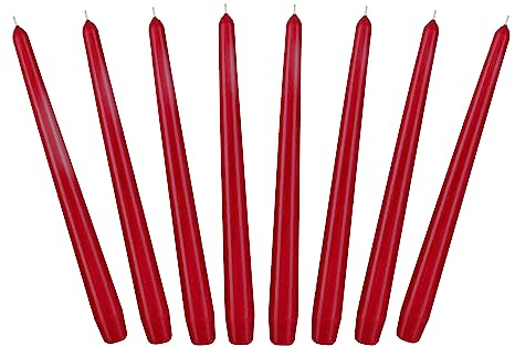 BRUBAKER 24 cm Spitzkerzen für Kerzenständer und Kerzenhalter - 8 Stück - lange, tropffreie Deko Kerzen mit langer Brenndauer - Leuchterkerzen Set Dunkelrot