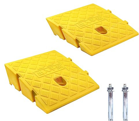 Rampes de Trottoir, en Plastique Robuste, 2 Pièces Portable Rampe Fauteuil Roulant de Porte pour Allée, Trottoir, Moto, Scooter, Voiture, avec 2 Boulons D'extension