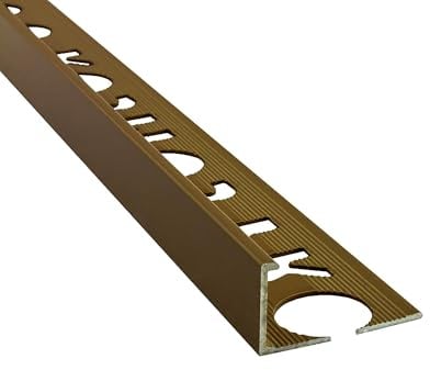 Alu L-Profil Fliesenschiene Fliesenprofil gold matt 2,7m 10mm Aluminium | Als Kantenschutz für sichtbare Außenecken und saubere Fliesenabschlüsse, 10mm Profilmaß, 2,7m, Aluminium, matt, gold