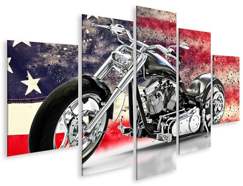 islandburner Immagine su tela moto nera bandiera americana adatta per Harley Davidson immagini murali poster