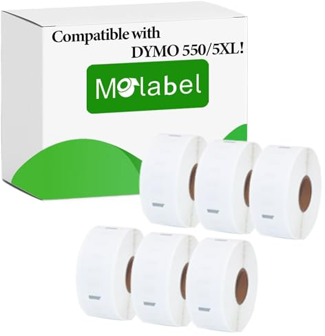 Molabel Rücksendeadressetiketten – 6 Rollen kompatibel mit Dymo S0722520 / 11352 – 25 mm x 54 mm – Passend für Dymo LabelWriter 550 – 500 Etiketten pro Rolle