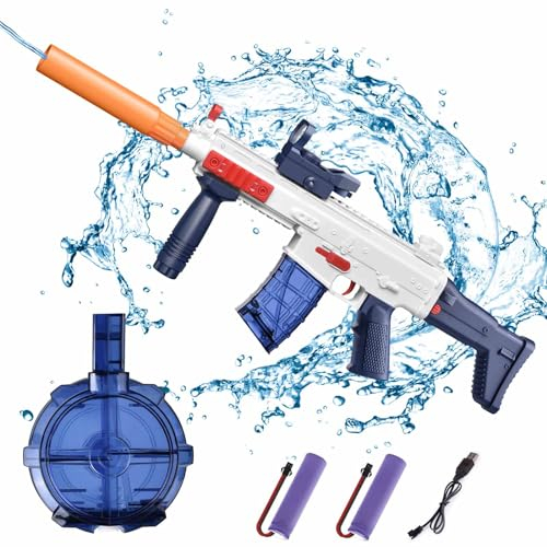 Elektrische Wasserpistole, 434+58cc Große Kapazität Automatische Wasserpistole, Automatik Wasser Spielzeug Pistolen für Kinder Erwachsene Sommer Schwimmbad Party Strand im Freien (Scar)