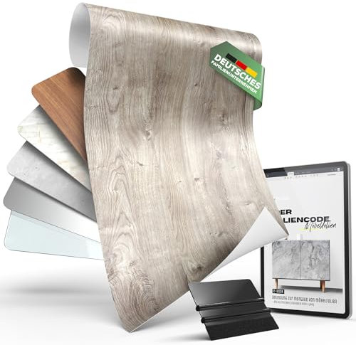 [13,89€/m²] Klebefolie in Holz-Optik inkl. Rakel & E-Book I Selbstklebende Holz Folie für Möbel & Küche - hitzebeständig & abwaschbar I Möbelfolie I Dekofolie (Ribbeck Oak, 5m x 67,5cm)