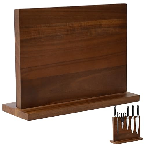 YeloIris Porte-couteaux magnétique en bois – Support double face avec aimants améliorés pour le rangement multifonctionnel des couteaux de cuisine – Élégant, durable et solide (couteaux non inclus) –