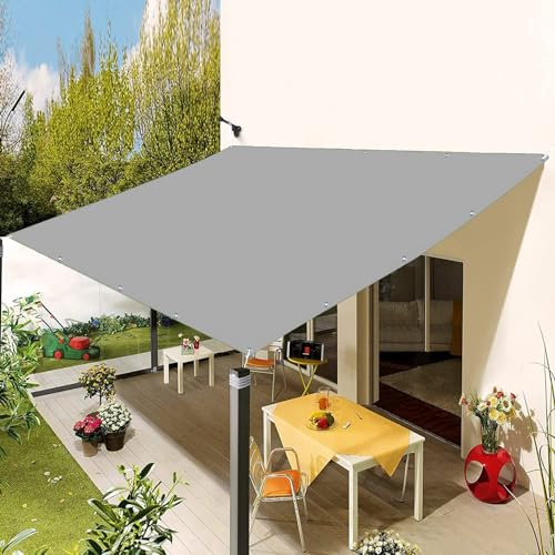 Sun Segel Sonnensegel 2 x 5 m, Sonnensegel für Gartenpavillon Uv-Schutz inkl Befestigungsseile Sonnensegel Balkon mit Ösen Und Befestigungsseile, Hellgrau