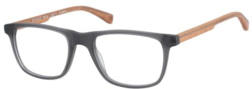 Botaniq Brille mit Sehstärke in Grau für Herren optional mit Sonnenbrillentönung oder Blaulichtfilter, Rechteckig, gefertigt aus Acetat, Modell: BIO-1015-108 (inklusive Brillenetui)