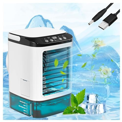 HBDSMLPL With Ice Box Evaporative Air Cooler, Air Conditioner Fan Silent Atomization Camping Air Conditioner for Tents Portable Cooler Fan