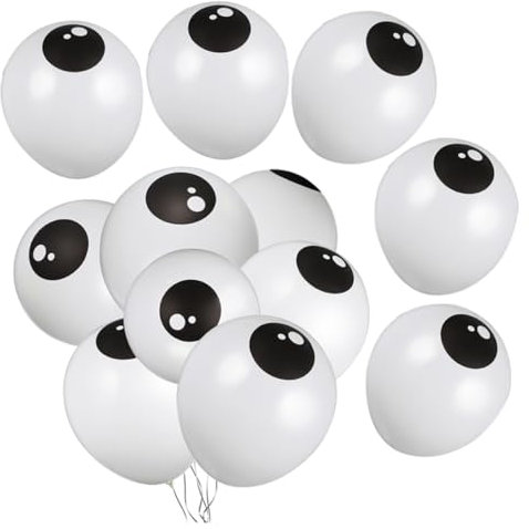 CORHAD 200pcs Halloween Eyeball Latex Balloons Decorative Balloons Inflatable Bouncy Castle Halloween Party Supplies Halloween Decor Bouncy Balls Funny Eye Balloons Emulsion White