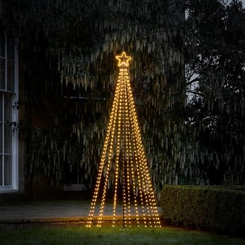 Lights4fun 240cm LED Weihnachtsbaum mit Timer Warmweiß Weihnachtsdeko Außen Weihnachtsbaum Beleuchtet Outdoor