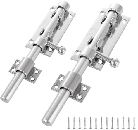 LOPYXBR 2PCS Heavy Duty Door Bolts for External Doors 6 & 8 inch Gate Bolt with Padlock Hole Stainless Steel Door Bolt Lock for Internal Doors for Gate, Shed, Bathroom