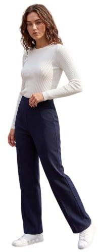 Roman Straight Leg Ponte Stretch Trouser for Women UK Ladies Pull on Bottoms Smart Autumn Winter Evening Work Office Business Formal Inteview Party Night Going Out