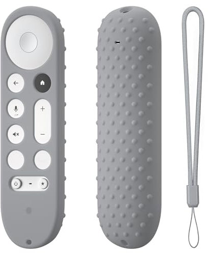 THLMT 1PCS Remote Control Case Cover Compatible for Google TV Streamer 4K TV 2024, Google GY3LE, Soft Silicone Sleeve Holder with Hanging Rope (Case Only) (Light Gray)