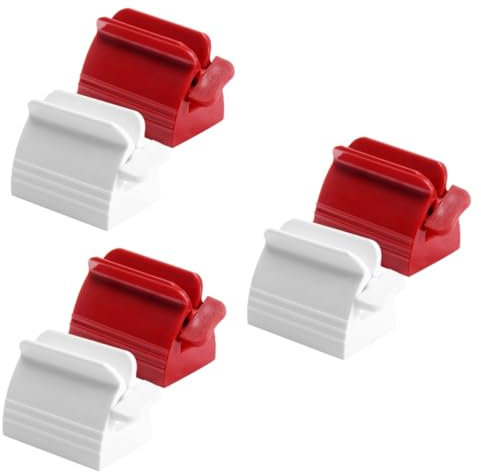 minkissy 6stücke Kunststoff Zahnpasta Quetscher Handbetrieb Robuster Desktop Organizer Für Kinderbad Für Haarfarbe Lotionen Und Kosmetika Weiß Rot