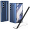 Custodia per Galaxy Z Fold6 con penna stilo, custodia per Fold 6 con protezione per lo schermo + slot per S Pen, custodia in pelle per Samsung Galaxy Z Fold6 con cerniera-Blu