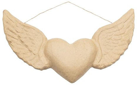 Décopatch AC928C - Ex-voto aus Pappmaché, zum Verzieren, 4,5x28,5x18 cm, Kartonbraun, DIY Aktivität, Herz mit Flügeln, 1 Stück