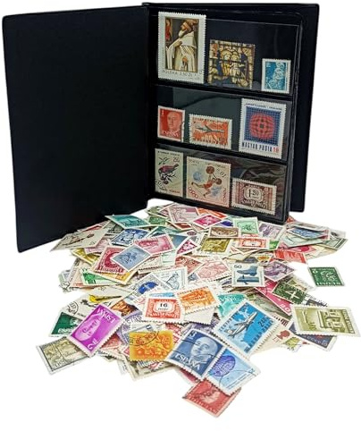 IMPACTO COLECCIONABLES – Sammlung von 500 Briefmarken aus Europa mit Album (14 x 18 x 1 cm) | Erweitern Sie Ihre Briefmarkensammlung mit echten gestempelten Marken in einem eleganten, kompakten Album