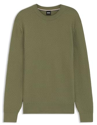 BOSS Herren H-Imberto Pullover aus Baumwolle mit Strickstruktur