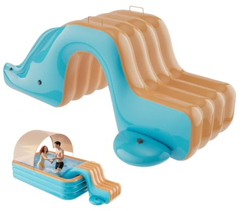 Aufblasbare Poolrutsche, 175x105x75cm Aufblasbare Wasserrutsche für Pool, Tragbare Sommerchwimmbad Rutsche, PVC-Schwimmrutschen für Außen-, Innen-, Garten-, Strande, Garten Sommerpartys