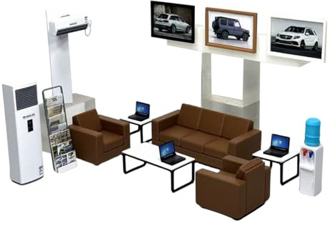 Accessori per Garage in Scala 1:18, Set di Modello per Pausa Ufficio per Officina di Riparazione Auto Fai-da-Te e Scenario Personalizzato, Può Essere Esposto con Modello di Auto in Scala 1:18