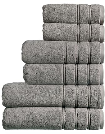 Christy Antalya Family Towel Set | 6 Piece | 100% Turkish Cotton | 600GSM | Soft Plush Luxury Towel Set | 2 Bath Sheets 2 Bath Towels 2 Hand Towels | Quick Dry | Storm Grey
