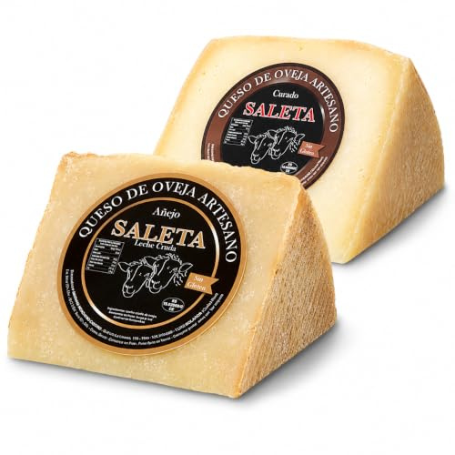 SALETA® Caja de Queso Gourmet | Surtido de 2 Cuñas de Queso Curado y Añejo de Oveja | Queso Artesano | Sin Conservantes ni Aditivos | Pack Sibarita 500 gr