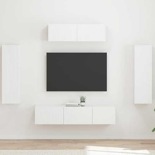 mtlskopl Weißer wandhängender TV-Schrank 3-teilig Modernes Sideboard Lowboard mit 31 x 30 x 100 cm Stauraum für Wohnzimmer Schlafzimmer Büro