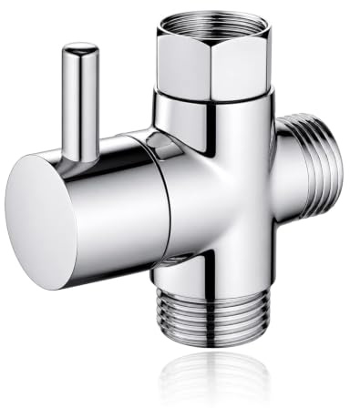 G1/2 Shower Head Diverter Valve, Solid Brass 3-Way, Shower Arm Diverter, for Handheld and Fixed Shower Heads, Chrome-Plated Leak-Resistant Bathroom Connector for Standard 20mm Systems