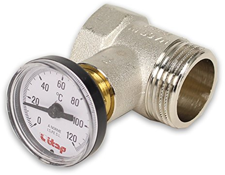 Heizungs- Thermometeranschluss mit Thermometer 1'' IG - 1'' AG, 0°C - 120°C