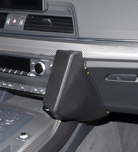 KUDA Handyhalterung passend für Audi Q5 ab 2016 - Telefonkonsole für Smartphones, Handys, Navi und mehr – Echtlederkonsole, schwarz, 2650