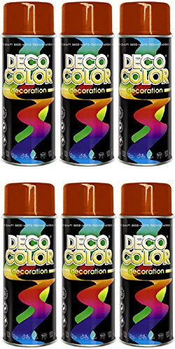 Deco Color 6er Sparpack DC Lackspray glänzend 400ml nach RAL freie Farbauswahl (6 Dosen in verkehrsrot glanz RAL 3020)