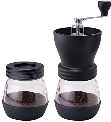 Kabalo Manual Coffee Bean Grinder & Nut/Spice with Ceramic Burr, Glass Jar Classic Kitchen Tool Espresso Accessory Additional Storage Jar
