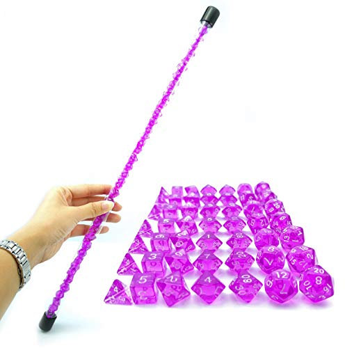 Bescon 49pcs Gem Purple Mini Polyhedral Dice Set in Long Tube, Gem Mini Dungeons and Dragons RPG Dice 7X7pcs, Long Stick Set