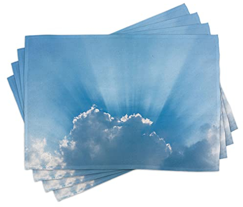 ABAKUHAUS Landschaft Platzmatten, Sunburst Themenlinien, Waschbare Stoff Esszimmer Küche Tischdekorations Digitaldruck, Grün Blau