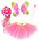 Tante Tina Costume da Farfalla per Bambina - Vestito Farfalla da Bimba in 4 Pezzi: Gonna in Tulle, Ali, Bacchetta e Cerchietto - Rosa/Verde - Indicato per i Bambini da 2 a 8 Anni